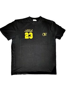 Off-White c/o Virgil Abloh 23 Logo T-Shirt Black Yellow Men’s Large